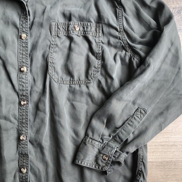 Lucky Brand Womens Button Up Long Sleeve Shirt Green Size Large Casual - Picture 3 of 8
